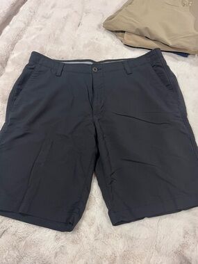 Under Armour Men's Navy Flat-Front Performance Shorts